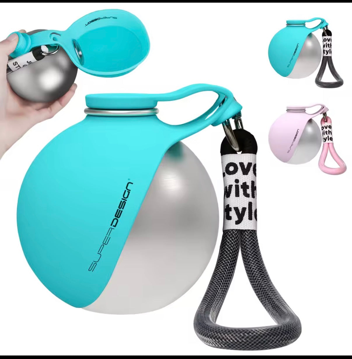 2-in-1 Portable Dog Water Bottle for Small Dogs - Leak-Proof & Compact Dog Travel Water Bottle - Stainless Steel