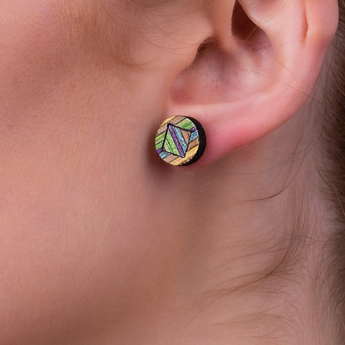 Roundmix Recycled Skateboard Stud Earrings