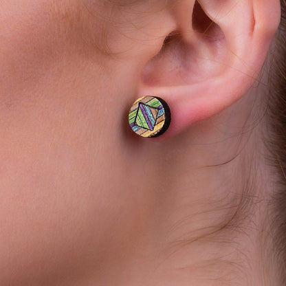 Roundmix Recycled Skateboard Stud Earrings