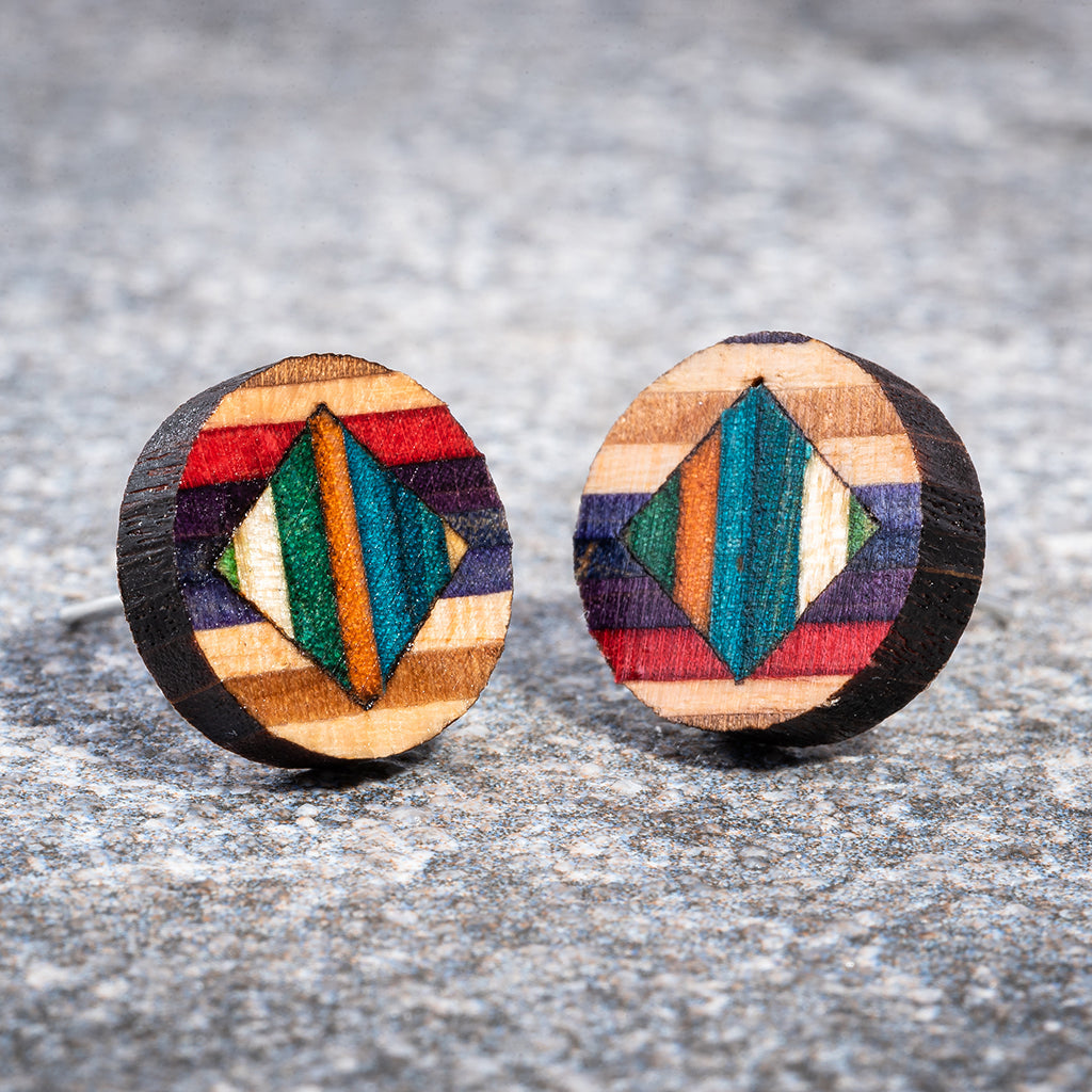 Roundmix Recycled Skateboard Stud Earrings