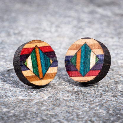 Roundmix Recycled Skateboard Stud Earrings