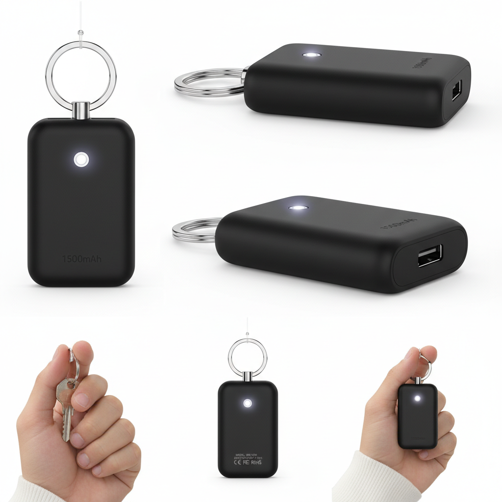 1500mAh Mini Keychain Power Bank – Ultra-Compact Fast Charging Backup Charger